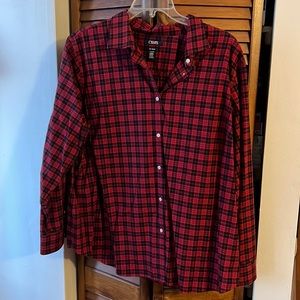 Red and Black no iron blouse